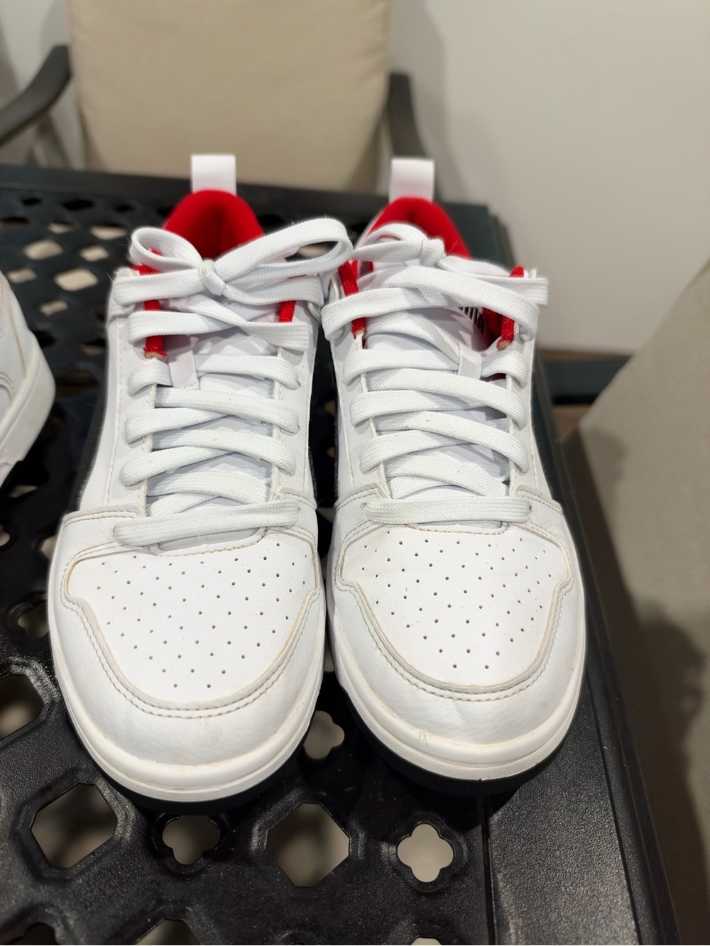 Puma Kids White Sneakers with Red Lining